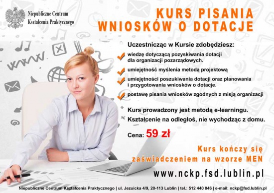  Kursie pisania wniosków o dotacje